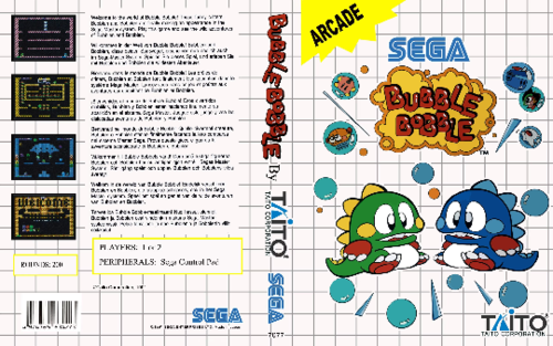 Bubble Bobble - SEGA Master System Classic Replacement Game Cover