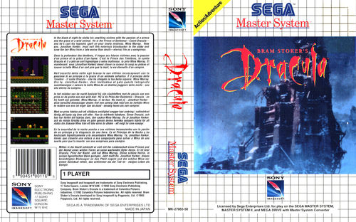 Bram Stokers Dracula - SEGA Master System Classic Replacement Game Cover