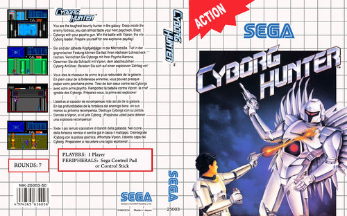 Cyborg Hunter - SEGA Master System Classic Replacement Game Cover